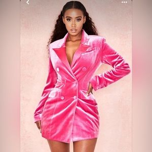 Sz Medium House of CB Cristalle Pink Velvet Blazer Dress